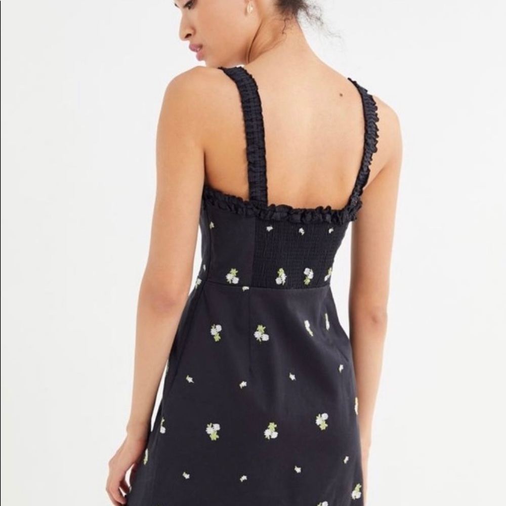 UO Wren Daisy Print Ruffle Mini Dress